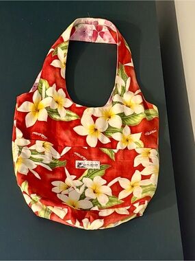 Red Plumeria Floral Tote Bag from Hawaii